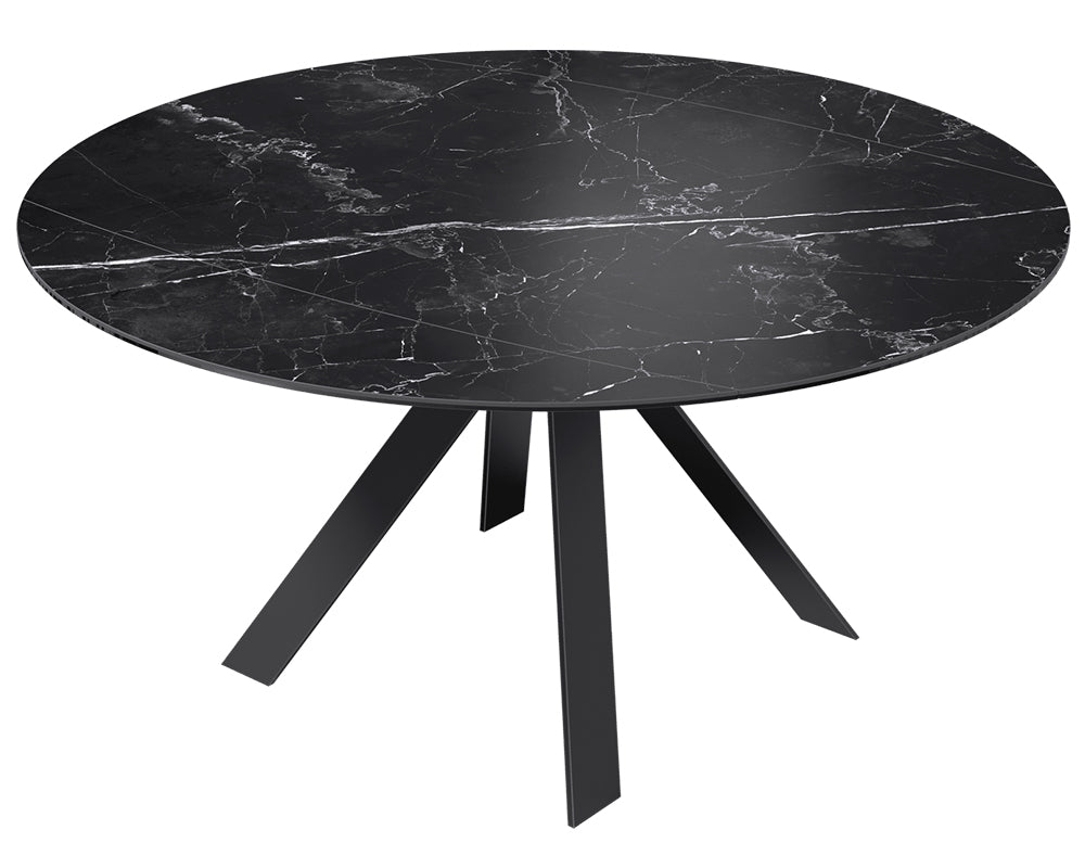 Table extensible Austy – rallonges – fermé – céramique effet marbre Noir