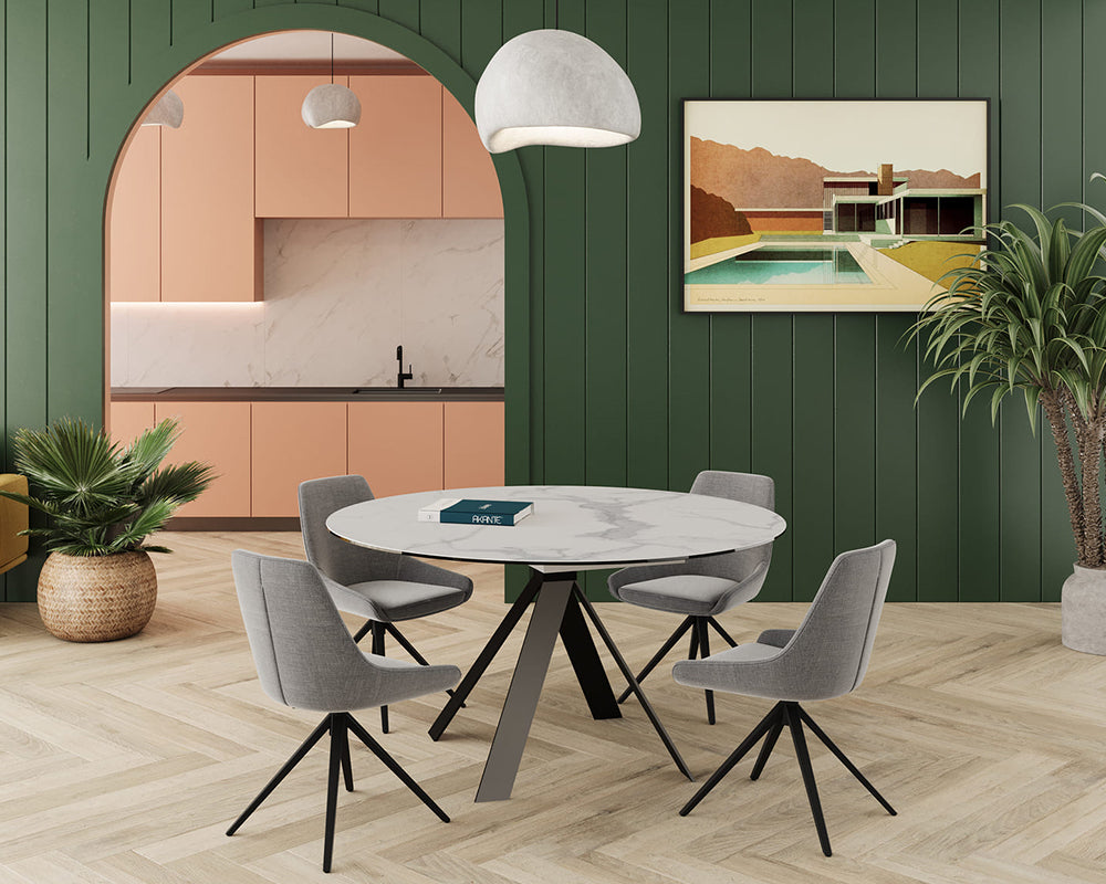 Table Austy en situation - salle à manger - céramique effet marbre Mat