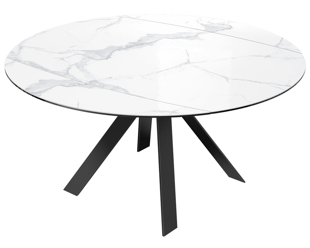 Table extensible Austy – rallonges – fermé – céramique effet marbre Mat