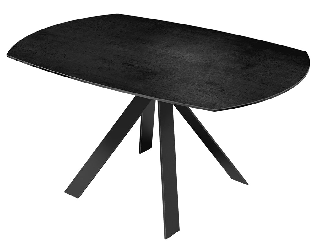 Table extensible Austy – rallonges – ouverte – céramique effet marbre Titane