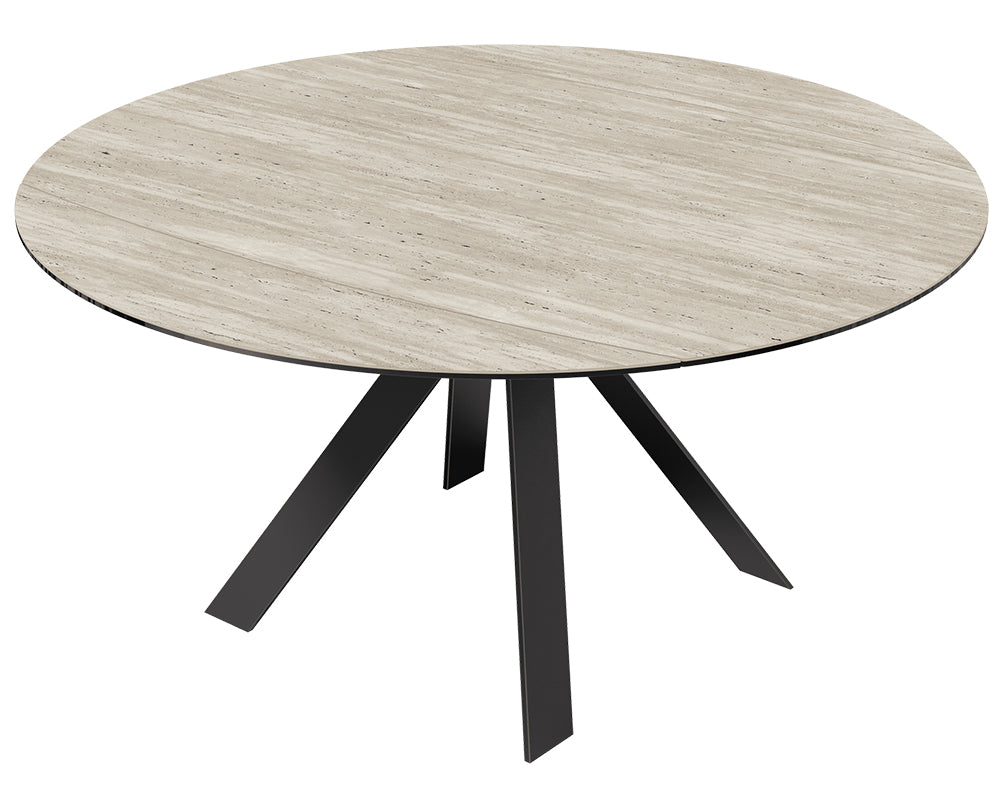 Table extensible Austy – rallonges – fermé – céramique effet marbre Travertin