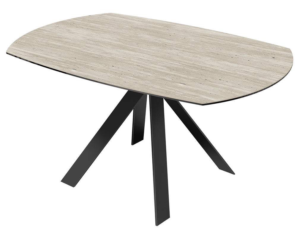 Table extensible Austy – rallonges – ouverte – céramique effet marbre Travertin