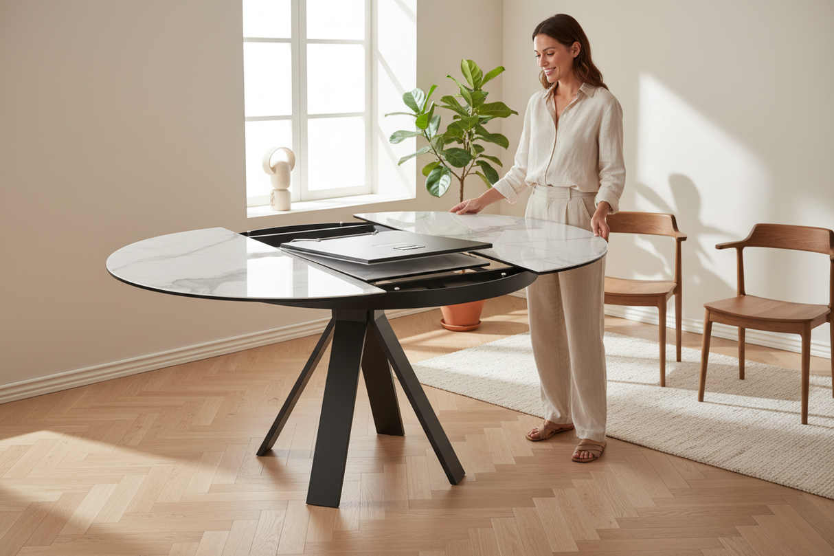 Table extensible ceramique chanterelle ronde akante