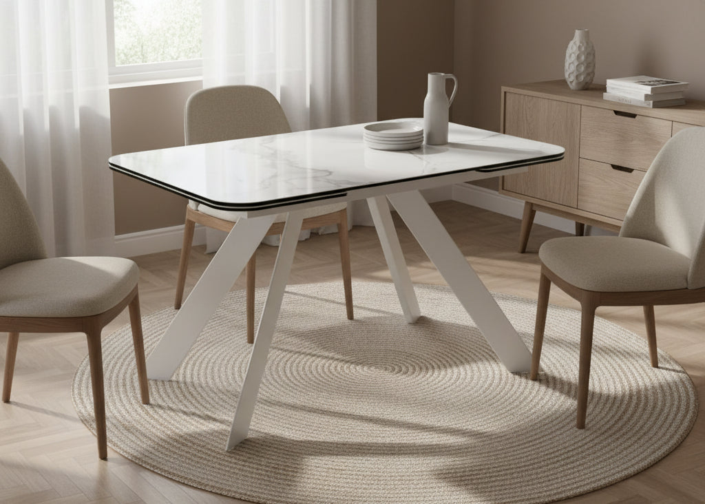Texas table céramique extensible pieds métal – configuration ouverte 200 cm, vue de face