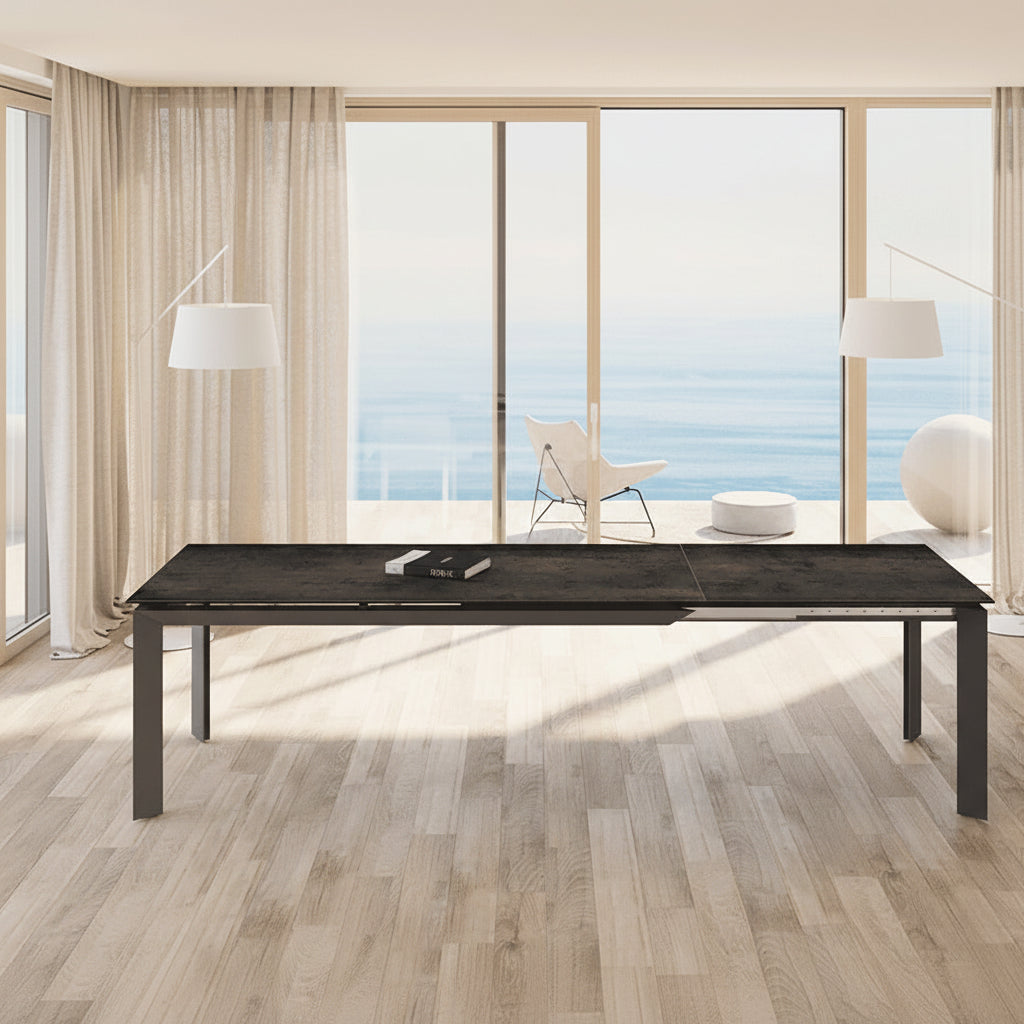 Bogota table céramique extensible – configuration ouverte 260 cm, vue de face