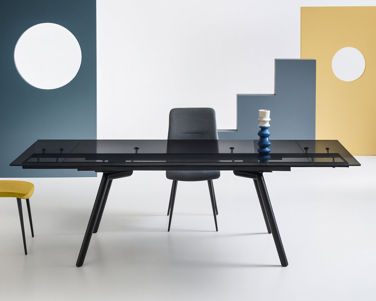 table extensible de salle à manger en verre fumé - Souffle d'intérieur