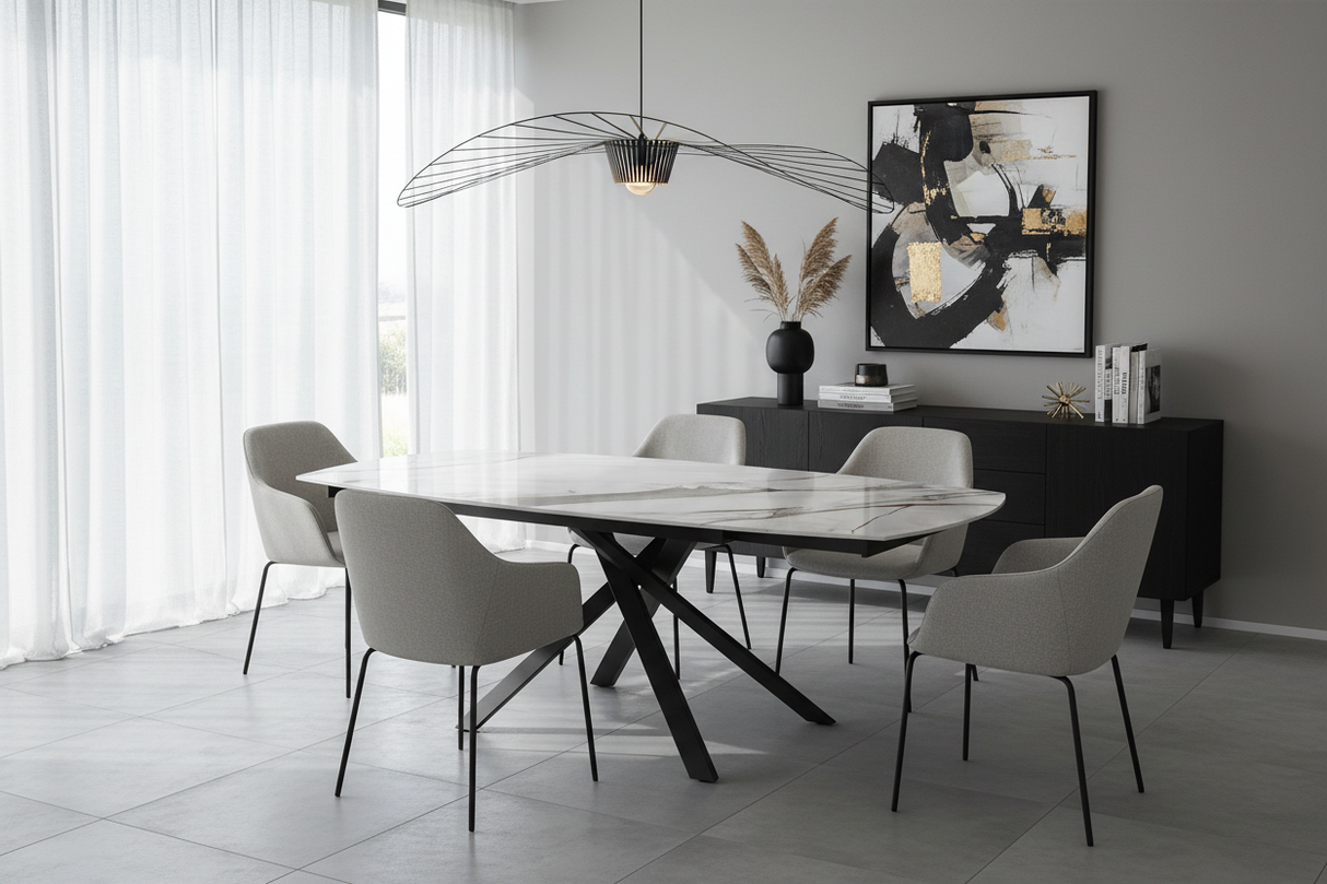 Table Kheops ceramique extensible en salle à manger contemporaine