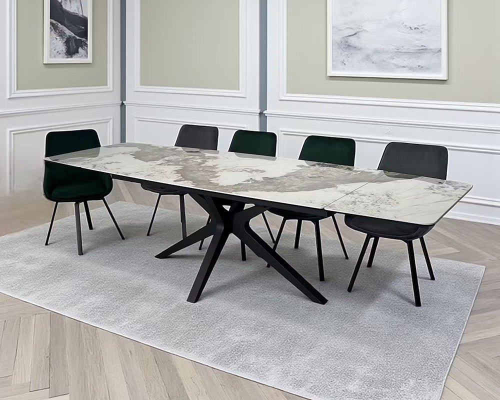 Table Sirocco en situation - salle à manger - pied métal design mikado