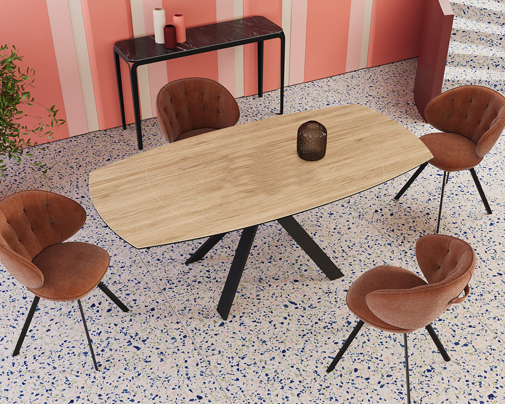 Table extensible céramique couleur chêne clair design - akante - Souffle d'intérieur