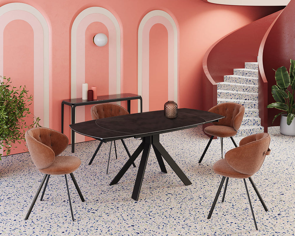 Table extensible céramique couleur havane design - akante - Souffle d'intérieur