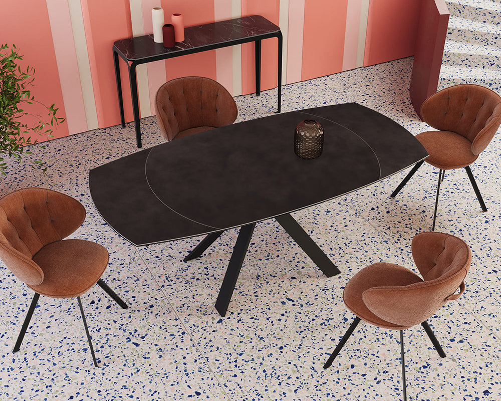 Table extensible céramique couleur havane design - akante - Souffle d'intérieur