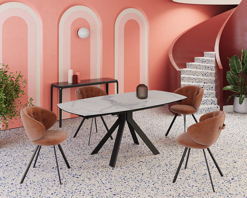 Table extensible céramique couleur marbre mat brillant design - akante - Souffle d'intérieur