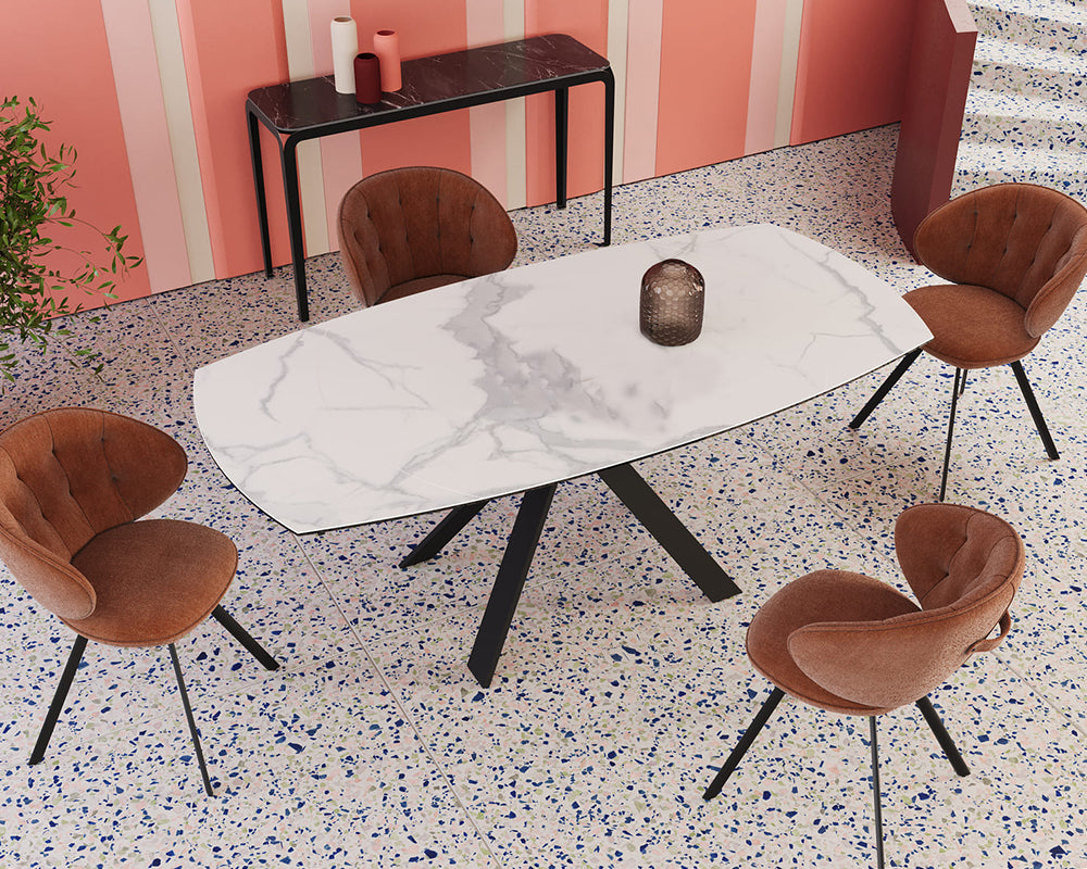 Table extensible céramique couleur marbre mat brillant design - akante - Souffle d'intérieur