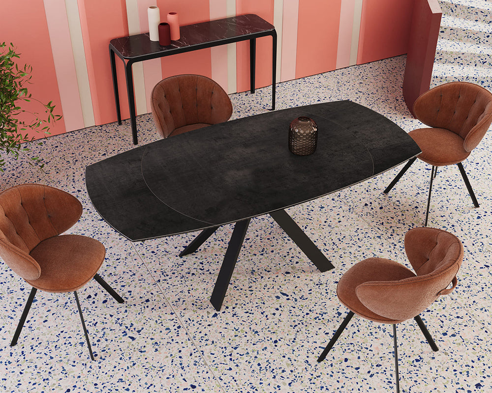 Table extensible céramique couleur titane design - akante - Souffle d'intérieur