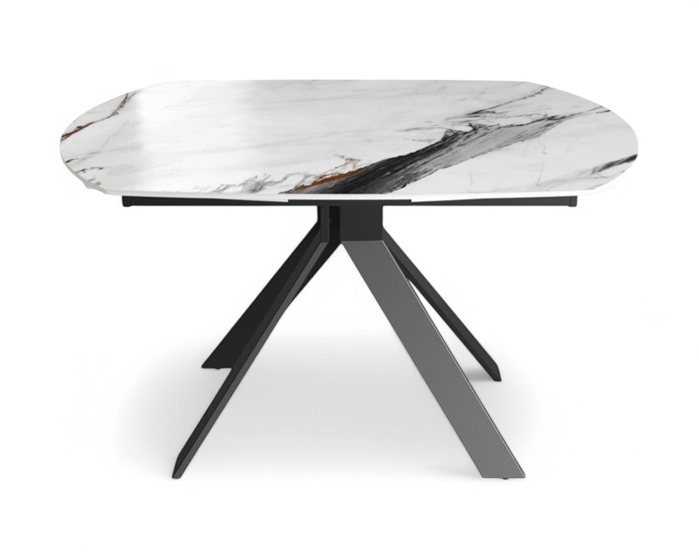 Table extensible céramique couleur marbre blanc marron brillant design - akante - Souffle d'intérieur