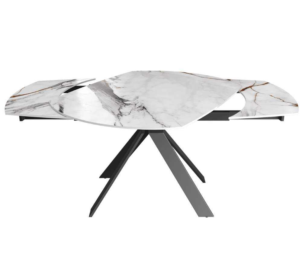 Table extensible céramique couleur marbre blanc marron brillant design - Milaz