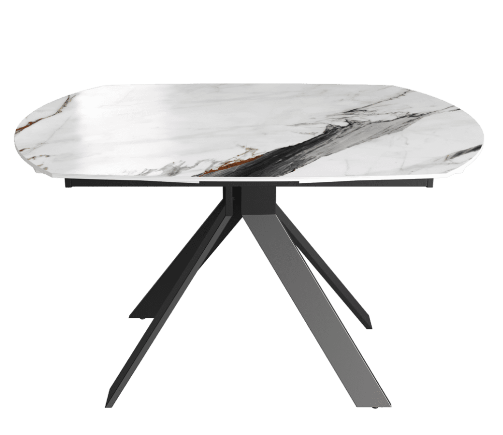 Table extensible céramique couleur marbre blanc marron brillant design - Milaz