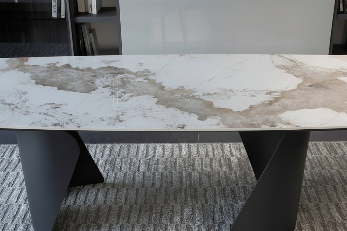 Détail plateau – Tina – céramique effet marbre blanc