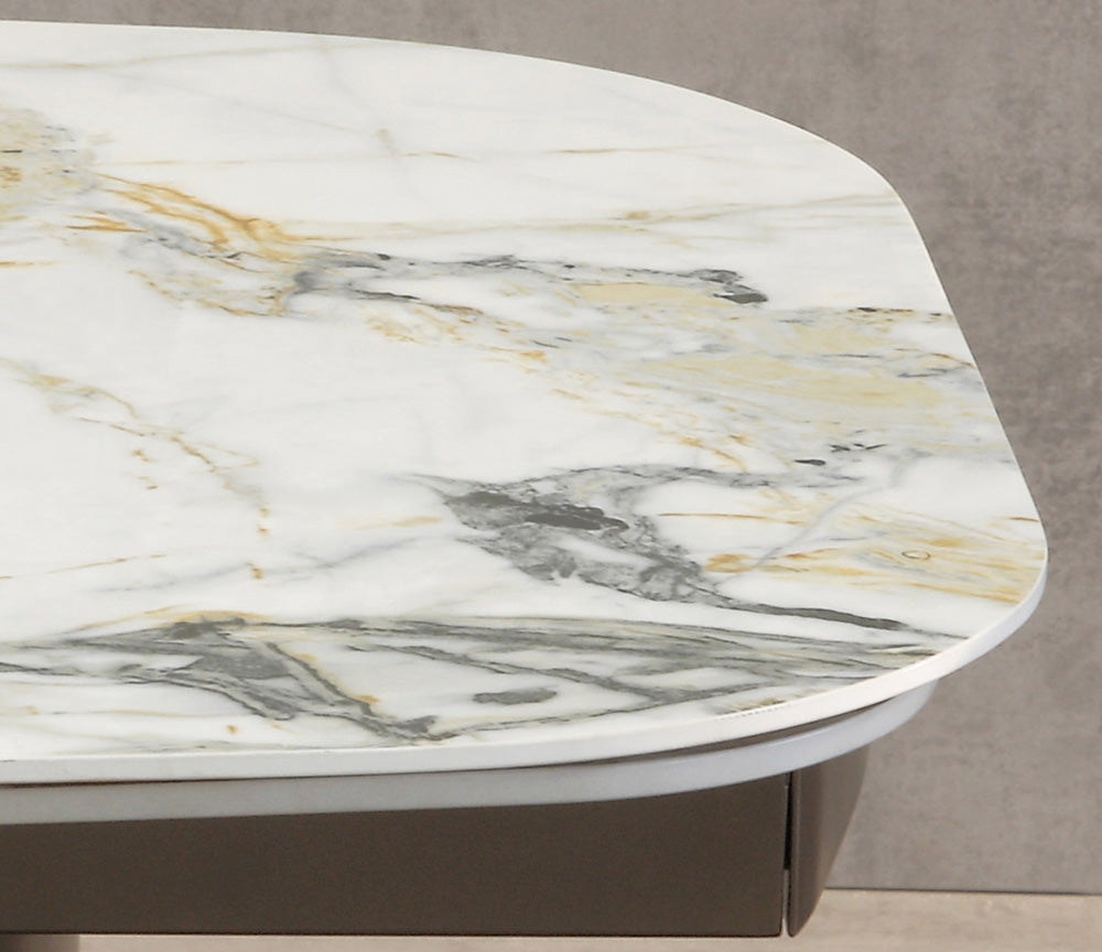 Détail plateau – Tina – céramique effet marbre blanc