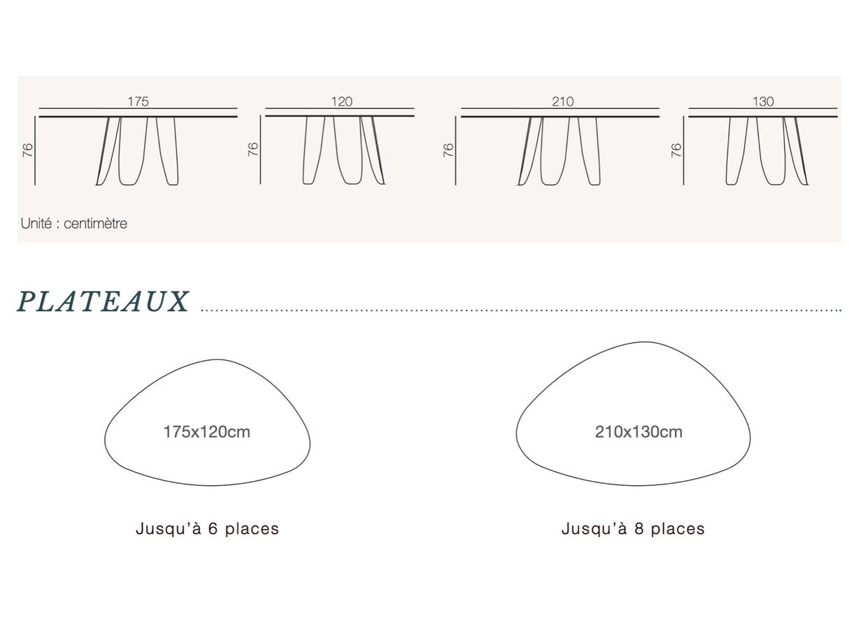 Ceramic table 175x120 or 210x130cm - Bony