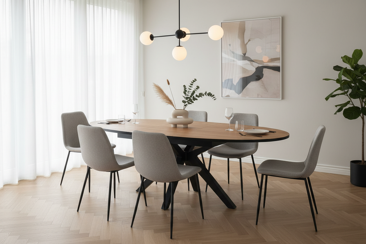 Table ovale dans salle à manger contemporaine