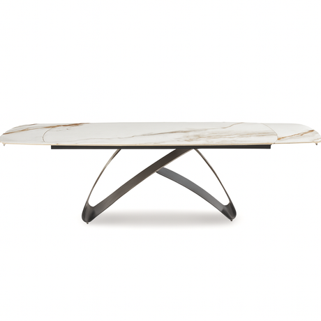 Table ovale extensible en céramique effet marbre Kiny – élégance contemporaine pour salle à manger design