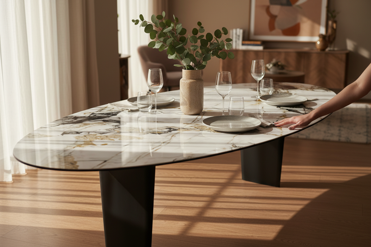 grande table ovale en céramique