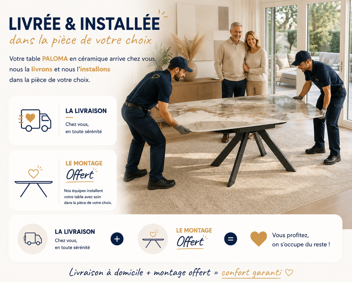 Table Paloma Lievens céramique rotative extensible marbre Calacatta – vue en situation salle à manger