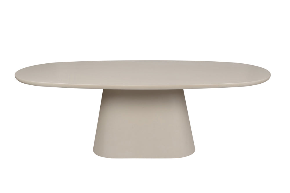 table forme galet de salle à manger en béton ciré beige