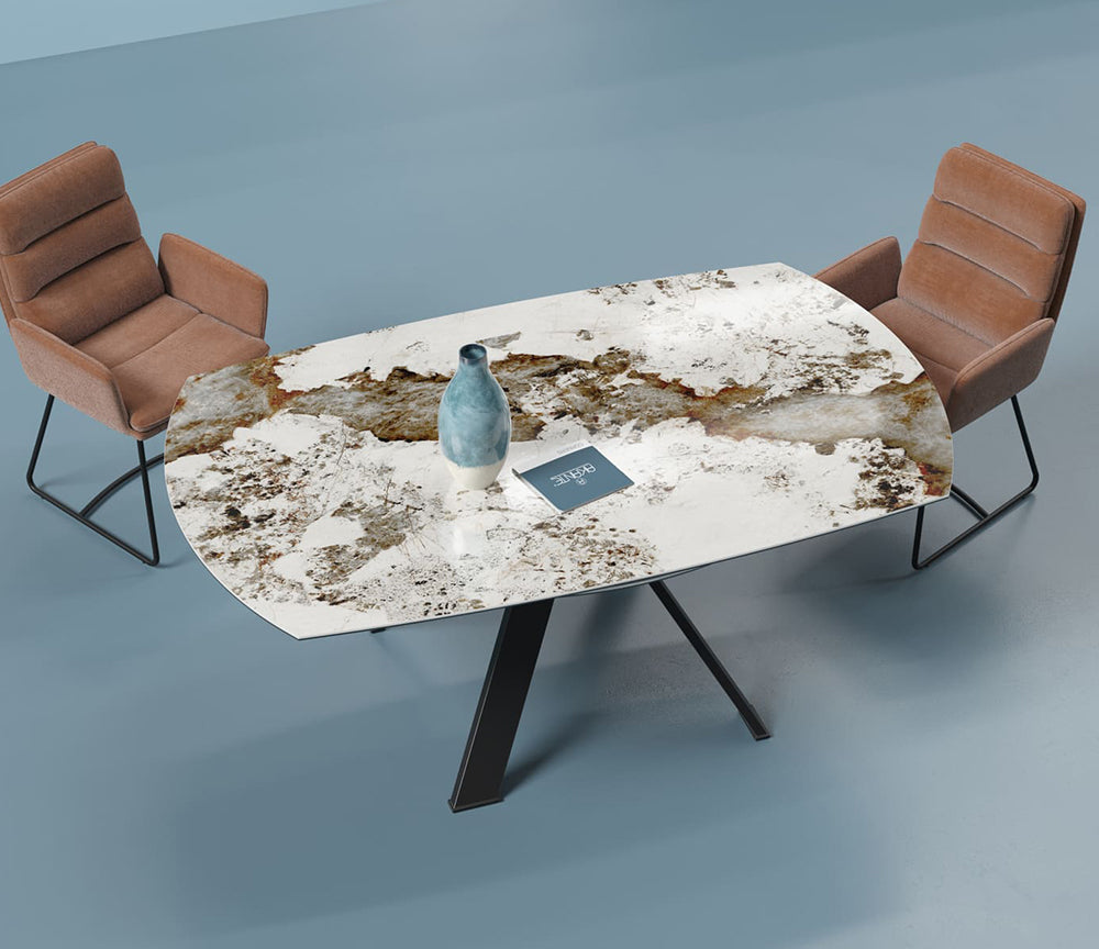 Table céramique extensible marbre cala pieds métal noir - Akante - Souffle d'intérieur