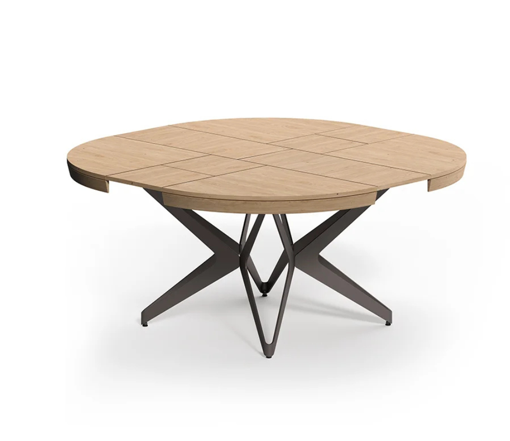 Table à manger Roundy - rallonges plateau - ouvert - bois clair