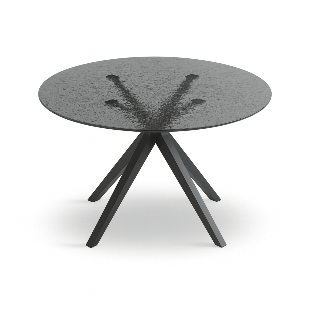 Table de repas Fevy - vue de profil - verre martelé fumé