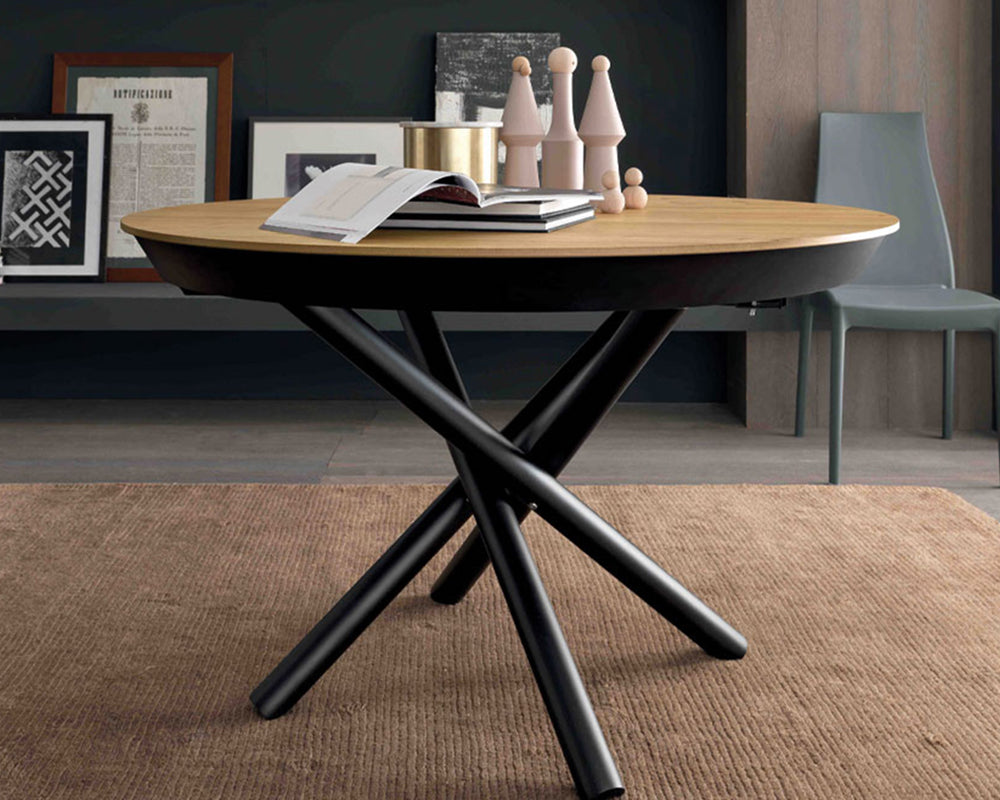 Table Fahrenheit en situation - en salle - pied métal tressé