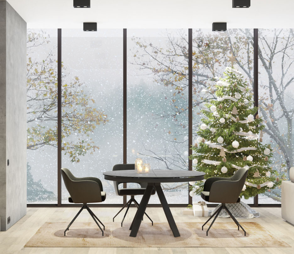 Table ronde céramique extensible design grise de salle à manger et de cuisine - Souffle d'intérieur