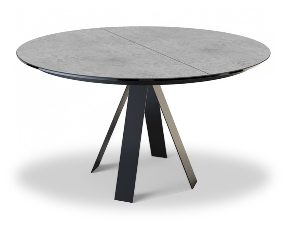 Table ronde céramique extensible design grise de salle à manger et de cuisine - Souffle d'intérieur