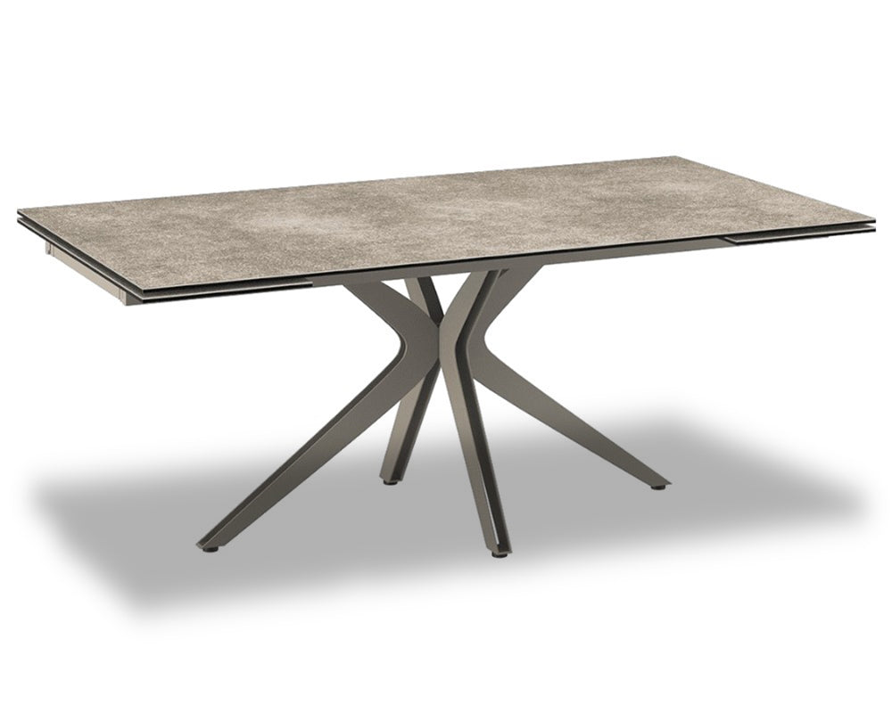 Table céramique extensible taupe de salle a manger rectangulaire akante - Souffle d'intérieur
