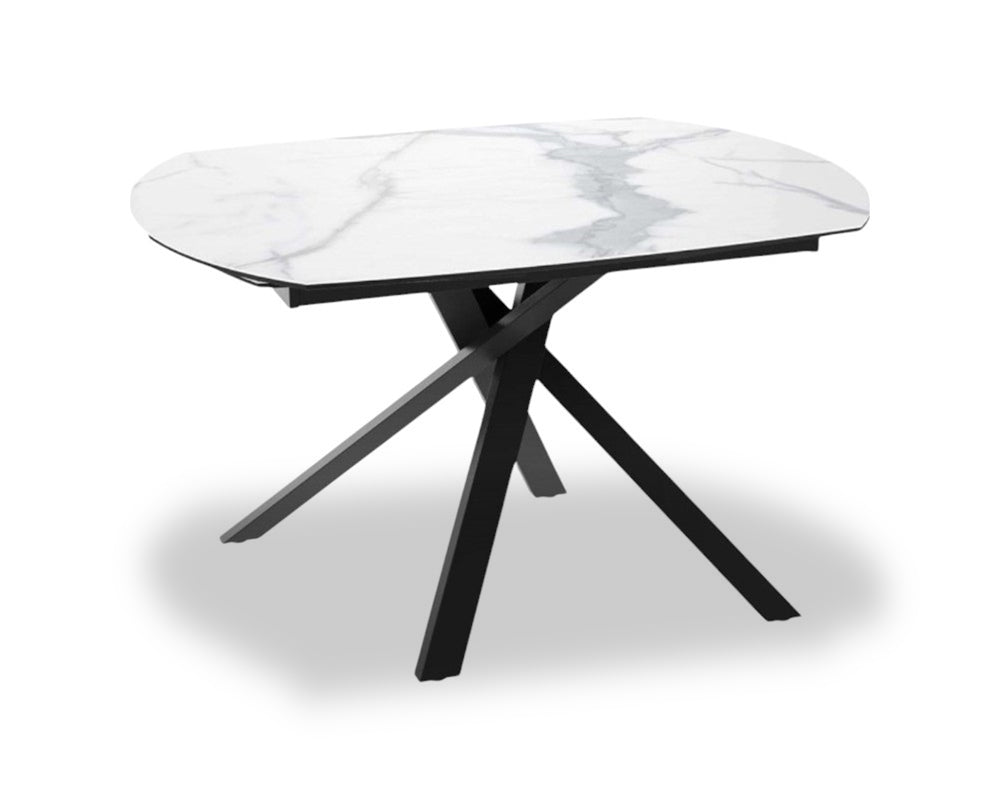 Table céramique effet marbre blanc extensible - Kheops - Akante - Souffle d'intérieur