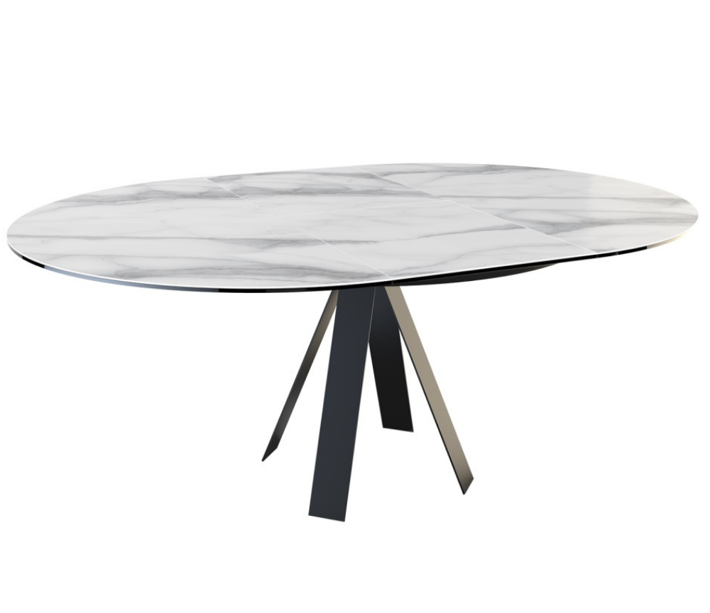 Table ovale en céramique extensible marbre blanc - Souffle d'intérieur