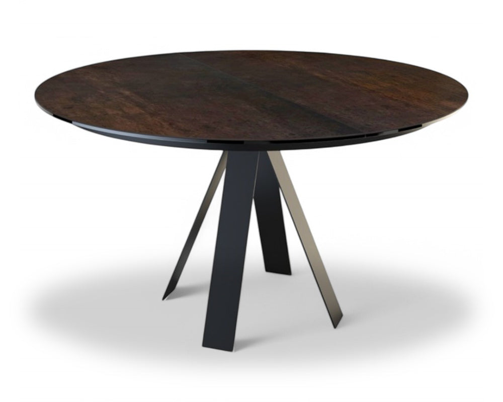 Table ronde en céramique marron extensible - Souffle d'intérieur
