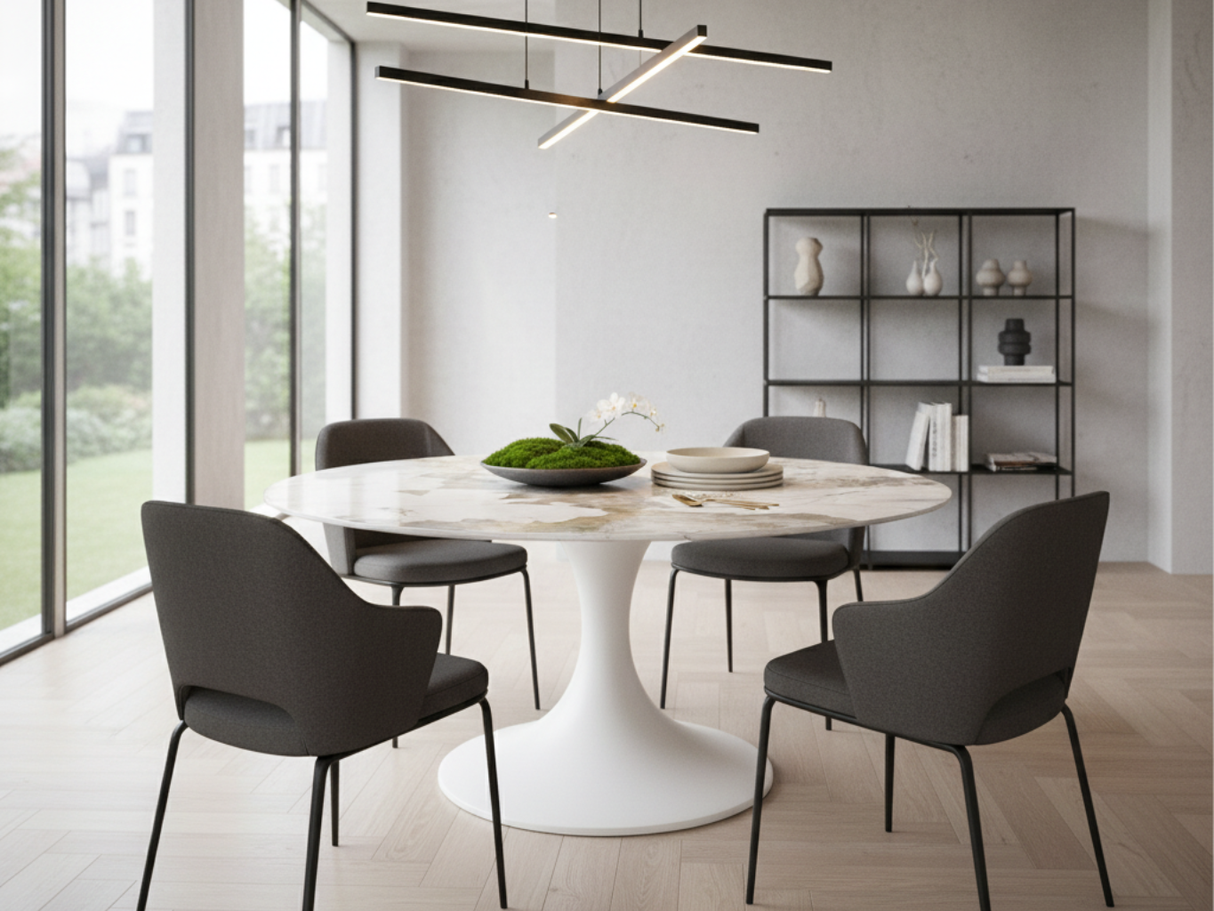 Table ronde pied central tulipe céramique - Calise