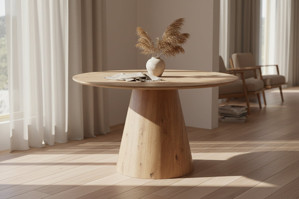 Table ronde de salle à manger en bois clair - Rousseau - Souffle d'intérieur