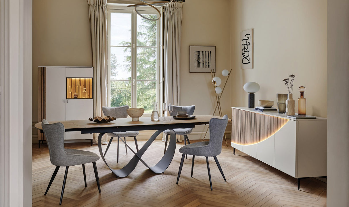 Table en céramique extensible pied ruban - Topaze