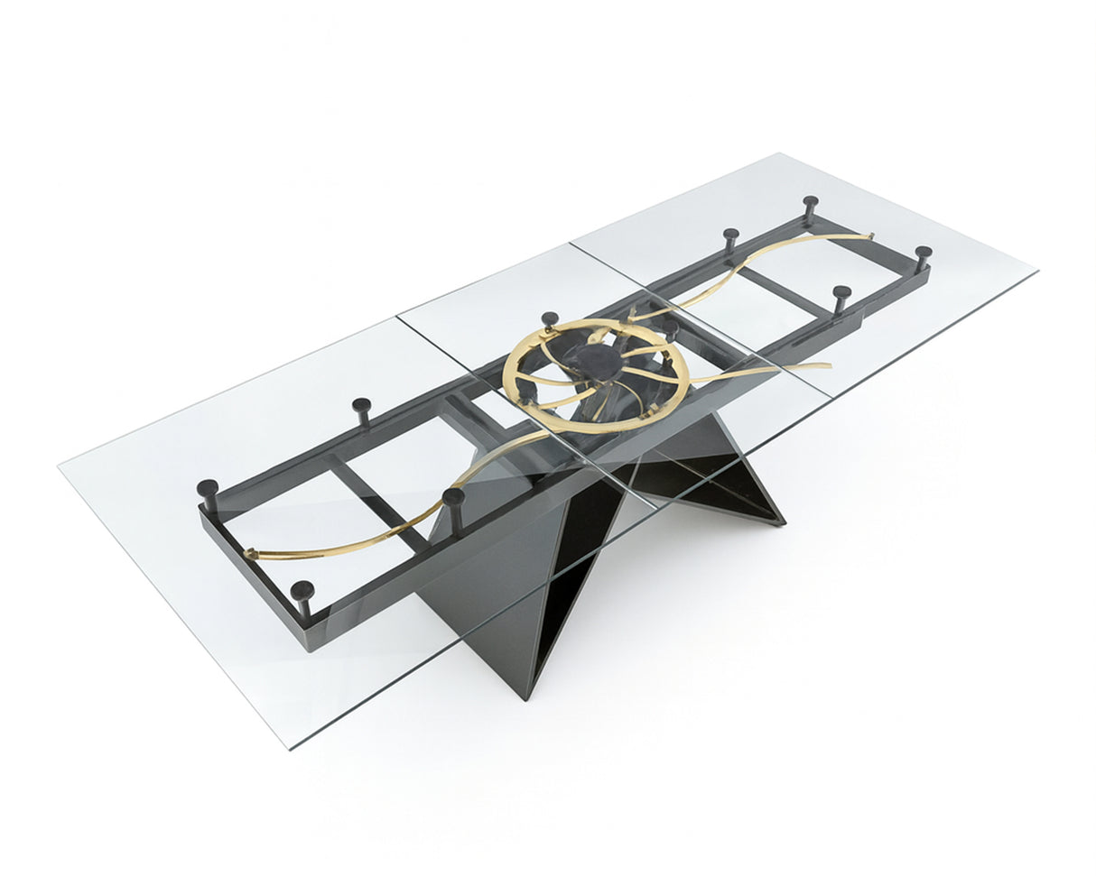 Tble de repas plateau en verre extensible pied en noir - edaconcept - Souffle d'intérieur