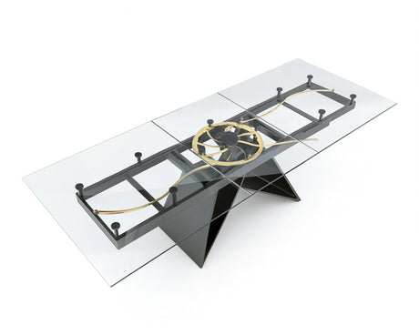 Tble de repas plateau en verre extensible pied en noir - edaconcept - Souffle d'intérieur