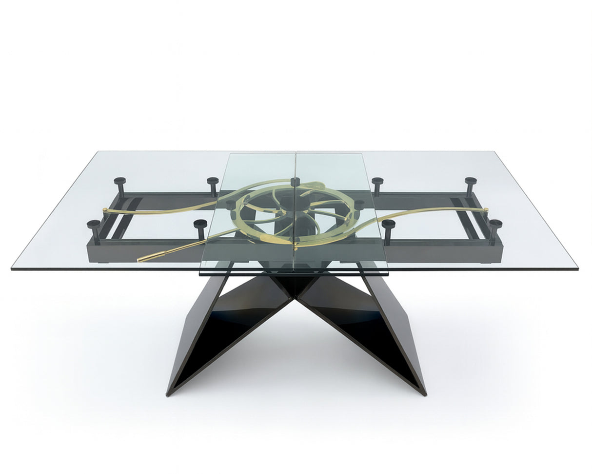 Tble de repas plateau en verre extensible pied en noir - edaconcept - Souffle d'intérieur