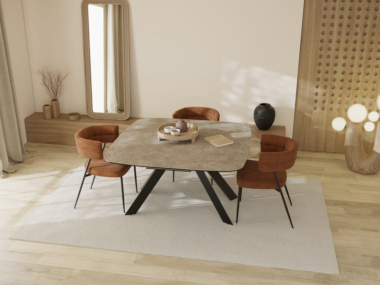 Table carré extensible plateau céramique effet argile - Akante - Souffle d'intérieur