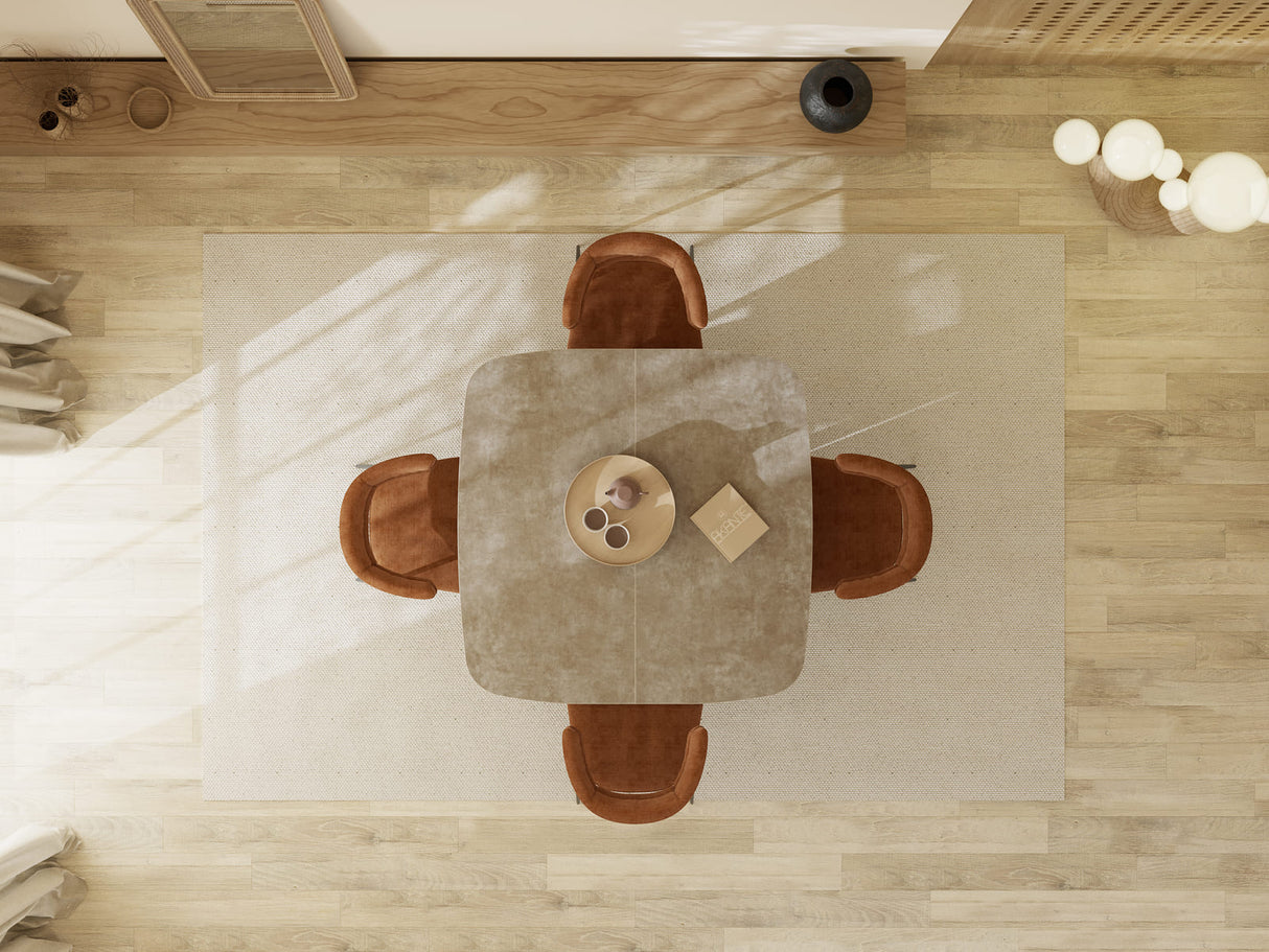 Table carré extensible plateau céramique effet argile - Akante - Souffle d'intérieur