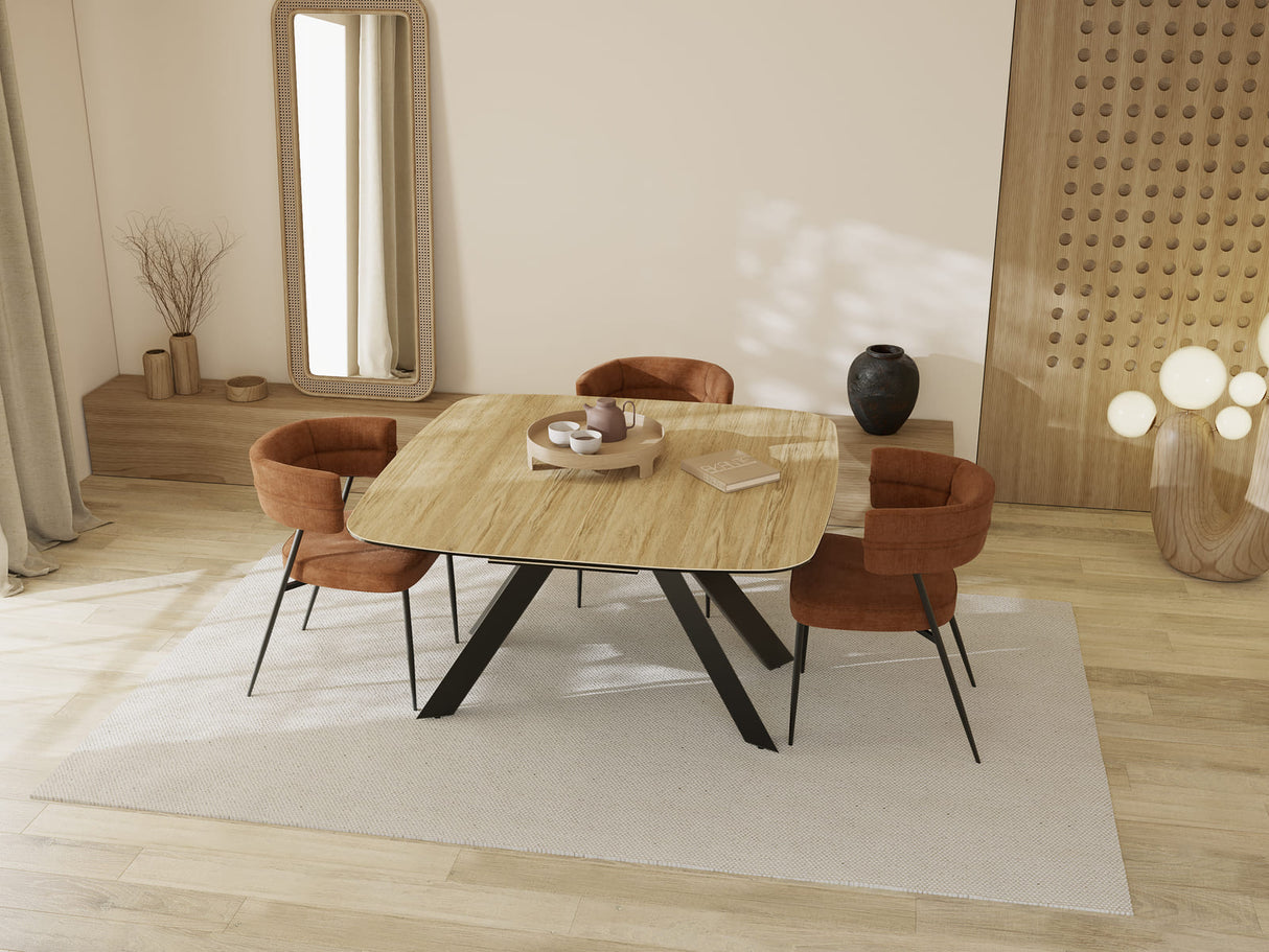 Table carré extensible plateau céramique effet bois - Akante - Souffle d'intérieur