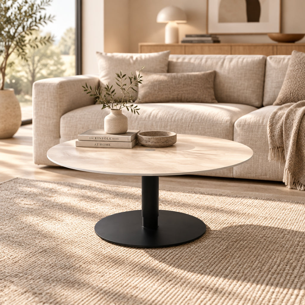 Table ronde convertible Julie – hauteur réglable de 46 à 75 cm