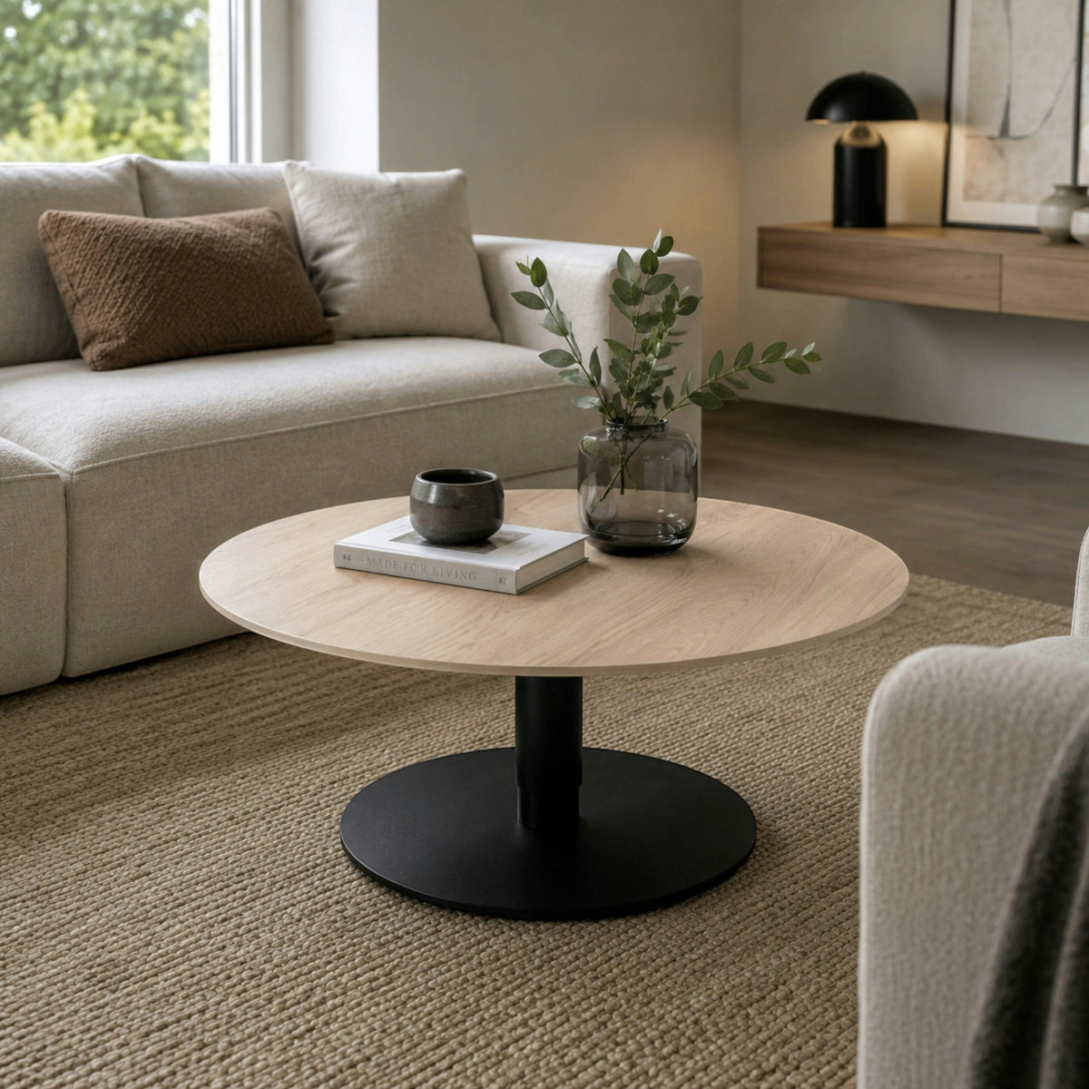 Table basse relevable Julie en céramique effet chêne 11 mm
